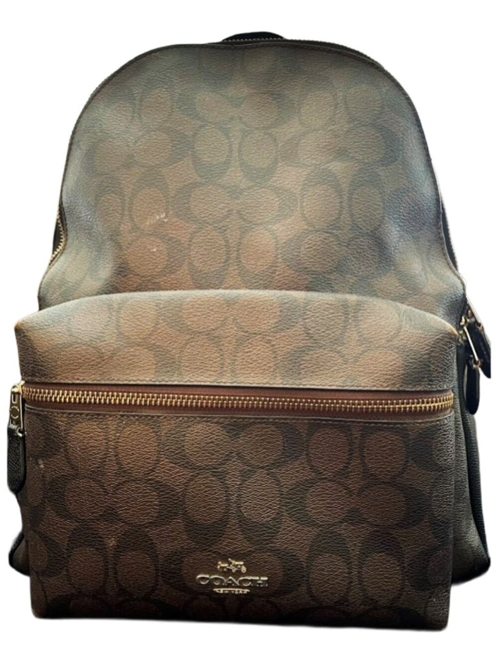 COACH BROWN AND BLACK CANVAS BACKPACK